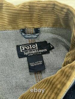 Vintage Polo Ralph Lauren Denim Chore Jacket Size XL Corduroy Collar 90s