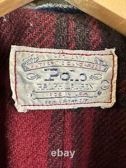Vintage Polo Ralph Lauren Denim Jacket Corduroy Collar Red Plaid Wool Lined Yzy