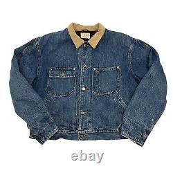 Vintage Polo Ralph Lauren Denim Jacket Mens XL Wool Plaid Lined Made in USA