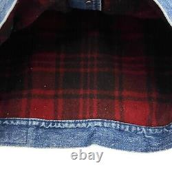 Vintage Polo Ralph Lauren Denim Jacket Mens XL Wool Plaid Lined Made in USA