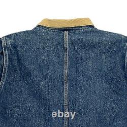 Vintage Polo Ralph Lauren Denim Jacket Mens XL Wool Plaid Lined Made in USA
