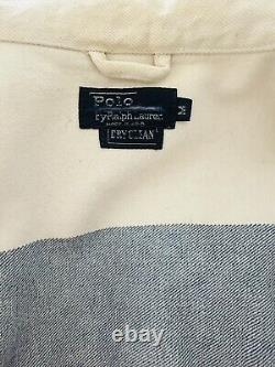 Vintage Polo Ralph Lauren Denim Stripe Lobster Claw Fireman's Jacket USA Men's M