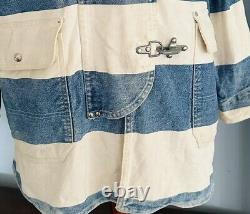 Vintage Polo Ralph Lauren Denim Stripe Lobster Claw Fireman's Jacket USA Men's M