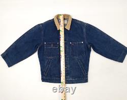 Vintage Polo Ralph Lauren Denim Trucker Dungarees Jacket Corduroy Collar XL USA