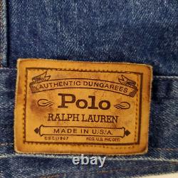 Vintage Polo Ralph Lauren Denim Trucker Dungarees Jacket Corduroy Collar XL USA