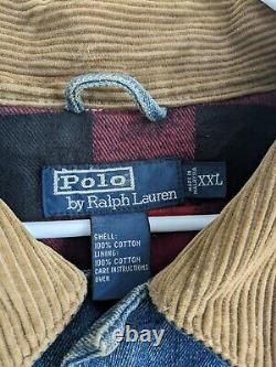 Vintage Polo Ralph Lauren Denim Trucker Jacket Men's 2XL Blue Flannel Lined