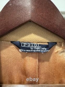 Vintage Polo Ralph Lauren Double Breast Camel Tan Polo Coat 46L Made In Canada