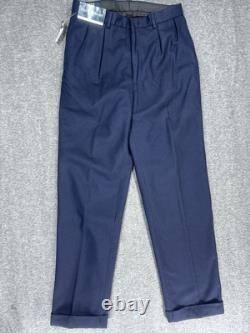 Vintage Polo Ralph Lauren Dress Pants Men 32x34 Blue Navy Wool Made In USA