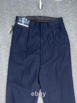 Vintage Polo Ralph Lauren Dress Pants Men 32x34 Blue Navy Wool Made In USA