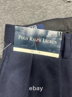 Vintage Polo Ralph Lauren Dress Pants Men 32x34 Blue Navy Wool Made In USA