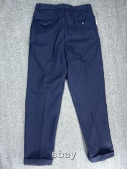 Vintage Polo Ralph Lauren Dress Pants Men 32x34 Blue Navy Wool Made In USA
