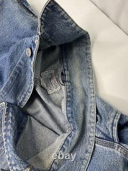 Vintage Polo Ralph Lauren Dungarees Denim Jacket Jean 90s Sz L Kanye Fades USA