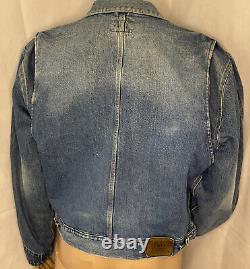 Vintage Polo Ralph Lauren Dungarees Denim Jacket Jean 90s Sz L Kanye Fades USA