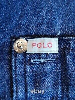Vintage Polo Ralph Lauren Dungarees Denim Shirt Metal Buttons Size M/L