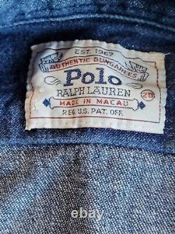 Vintage Polo Ralph Lauren Dungarees Denim Shirt Metal Buttons Size M/L