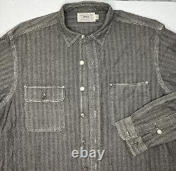 Vintage Polo Ralph Lauren Dungarees Work Shirt 90s Herringbone Metal Buttons USA