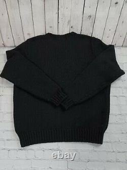 Vintage Polo Ralph Lauren Elbow Patch Sweater Black Size XL Wool Cotton Blend
