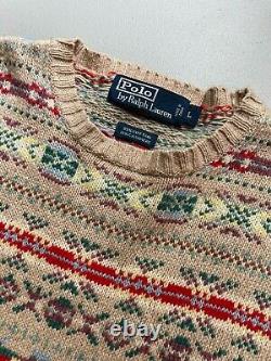 Vintage Polo Ralph Lauren Fair Isle Sweater Size L Cotton Cashmere