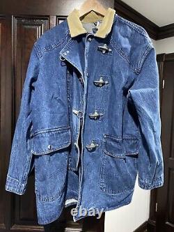 Vintage Polo Ralph Lauren Fireman Denim Corduroy Coat Jacket Size Large Clasp
