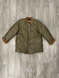 Vintage Polo Ralph Lauren Fireman Style Down Jacket Courdory Olive Sz Large