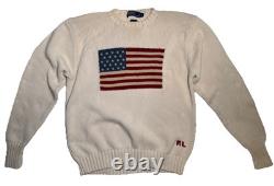 Vintage Polo Ralph Lauren Flag 100% Cotton Crewneck Sweater Large