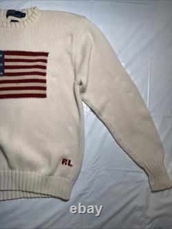 Vintage Polo Ralph Lauren Flag 100% Cotton Crewneck Sweater Large