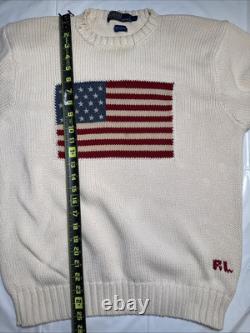 Vintage Polo Ralph Lauren Flag 100% Cotton Crewneck Sweater Large