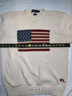 Vintage Polo Ralph Lauren Flag 100% Cotton Crewneck Sweater Large
