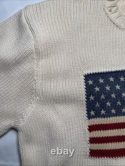 Vintage Polo Ralph Lauren Flag 100% Cotton Crewneck Sweater Large