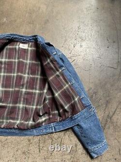 Vintage Polo Ralph Lauren Flannel Lined Trucker Jacket Men's Large Denim Plaid