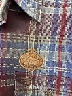 Vintage Polo Ralph Lauren Flannel Shirt Elbow Pads Bird Leather Patch 90s L/S XL