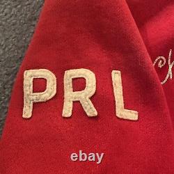 Vintage Polo Ralph Lauren Fleece New York Football Varsity Jacket Red Medium