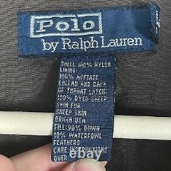 Vintage Polo Ralph Lauren Flight Jacket Mens XL Blue Parka Fur Collar Y2K USA