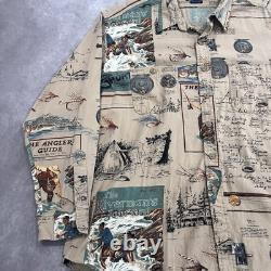 Vintage Polo Ralph Lauren Fly Fishing Sportsman Cotton Button Up Shirt Size XL