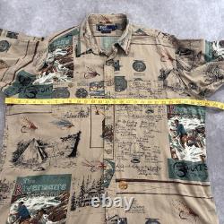 Vintage Polo Ralph Lauren Fly Fishing Sportsman Cotton Button Up Shirt Size XL
