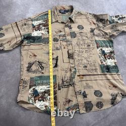 Vintage Polo Ralph Lauren Fly Fishing Sportsman Cotton Button Up Shirt Size XL