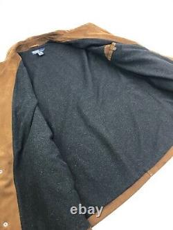 Vintage Polo Ralph Lauren GENUINE SUEDE Brown Barn Coat Jacket Sz L flaw