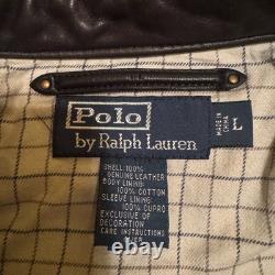 Vintage Polo Ralph Lauren Genuine Leather Jacket Large Men's Black Soft Zip Up