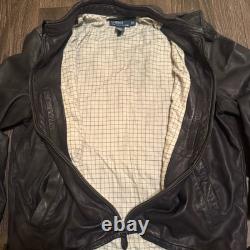 Vintage Polo Ralph Lauren Genuine Leather Jacket Large Men's Black Soft Zip Up