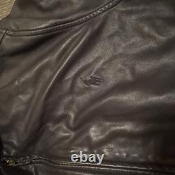 Vintage Polo Ralph Lauren Genuine Leather Jacket Large Men's Black Soft Zip Up