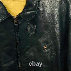 Vintage Polo Ralph Lauren Genuine Soft Leather Pony Logo Driving Jacket Men's L