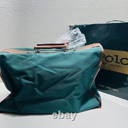Vintage Polo Ralph Lauren Green Canvas Brown Leather Traveler Bag Set 2