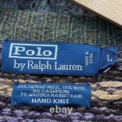 Vintage Polo Ralph Lauren Hand Knit Merino Wool Sweater Men Large PLEASE READ