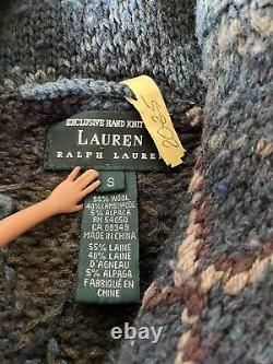 Vintage Polo Ralph Lauren Hand Knit Shawl Sweater Medium