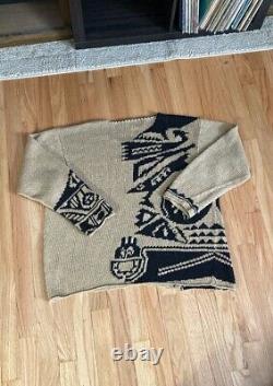 Vintage Polo Ralph Lauren Hand Knit Sweater Linen Tribal Native Southwest XL-XXL