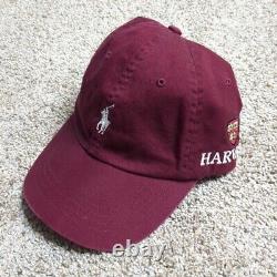 Vintage Polo Ralph Lauren Harvard University Crimson Strap back Hat Dad Cap OSFM