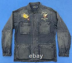 Vintage Polo Ralph Lauren Hawaii Dragon Riders Denim Shirt Jacket Size Medium