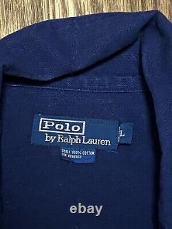 Vintage Polo Ralph Lauren Heavy Denim Clasp Fireman / Military Jacket Coat Large