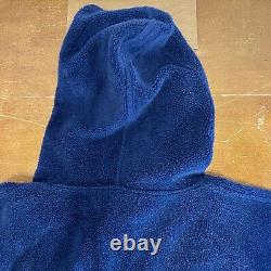 Vintage Polo Ralph Lauren Hoodie Mens Large Blue Spell Out Flag Sherpa 90s