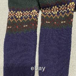 Vintage Polo Ralph Lauren Horse Equestrian Fair Isle Hand Knit Wool Sweater Sz L